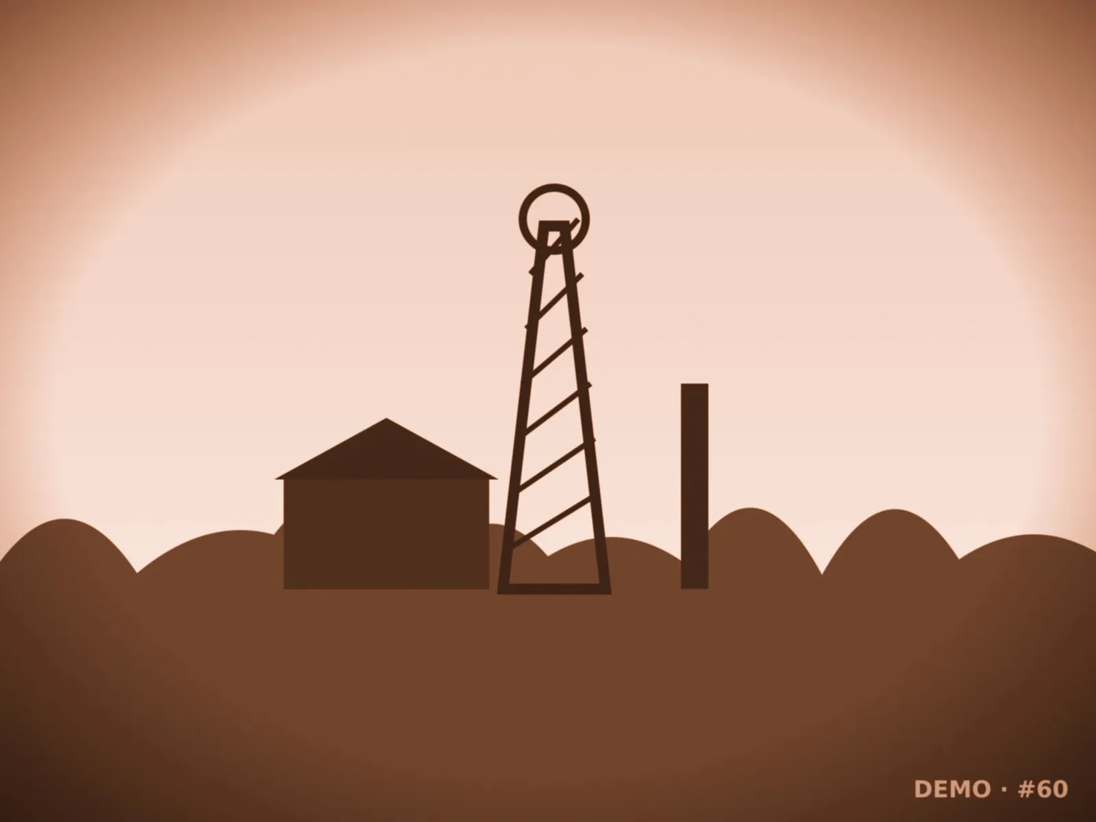 Computer-generated placeholder image: Mine headframe