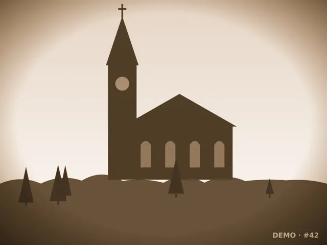 Computer-generated placeholder image: Church square after the service