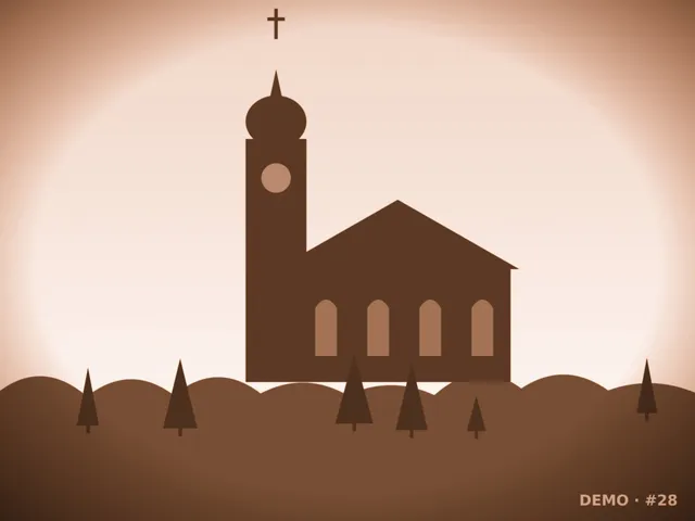 Computererzeugtes Platzhalterbild: Die Kirche vom Hauptplatz aus